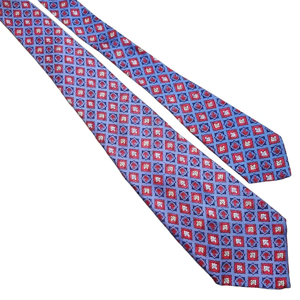50s 60s Vintage Hollyvogue M Civello Tailor Silk Tie Geometric Pattern